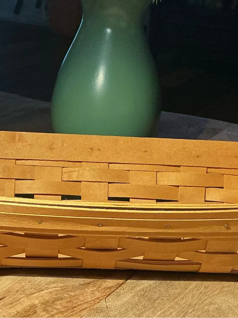 Longaberger Tan Handwoven Oblong Basket with Handles